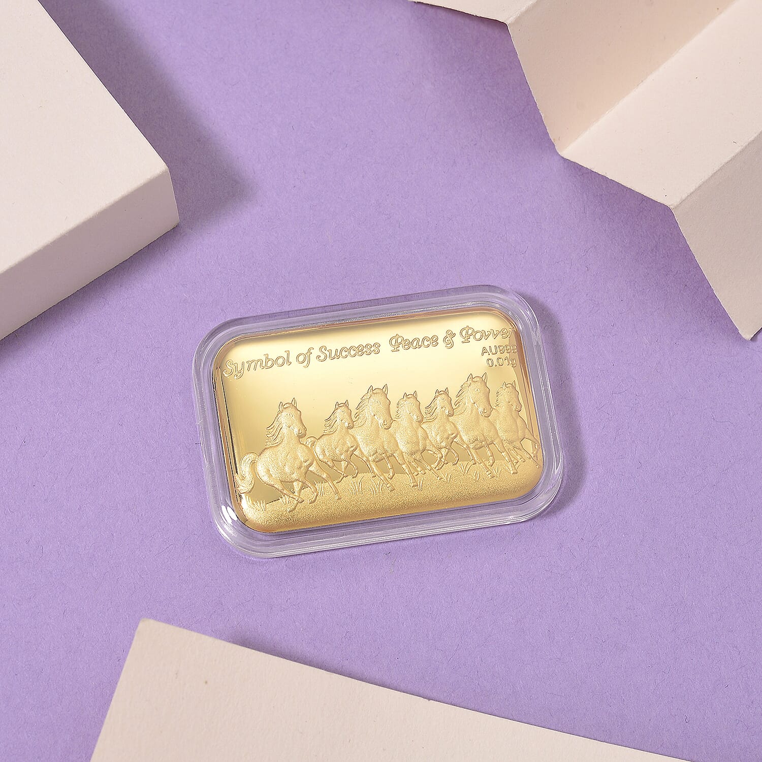 24K Yellow Gold Seven Horse Embossed (39.70X25.50 MM)