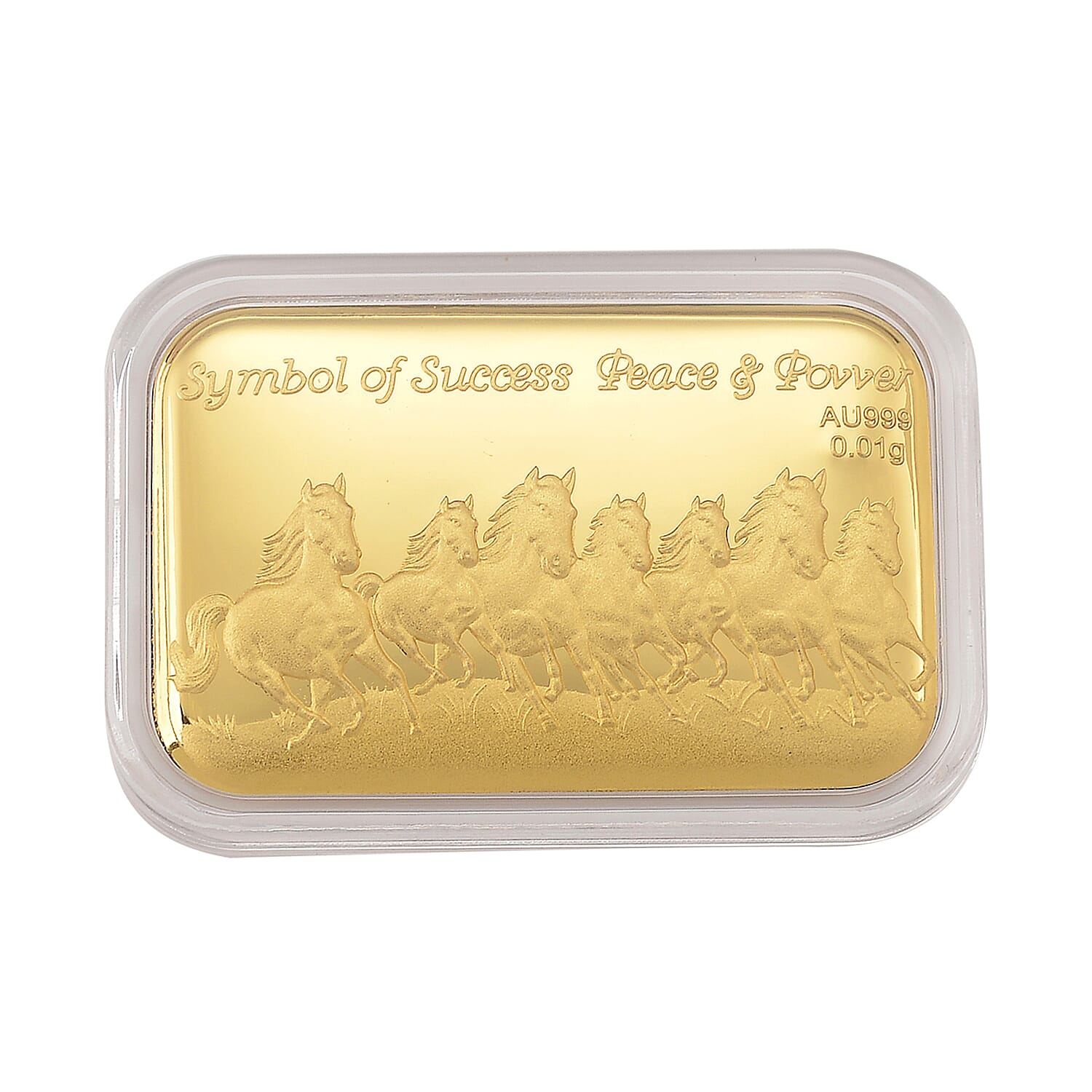 24K Yellow Gold Seven Horse Embossed (39.70X25.50 MM)