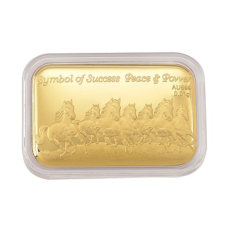 24K Yellow Gold Seven Horse Embossed (39.70X25.50 MM)