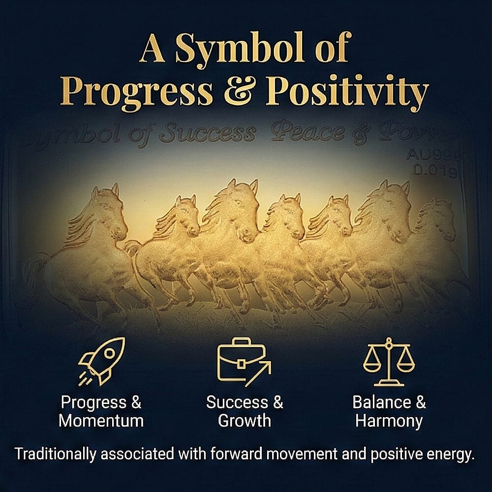 24K Yellow Gold Seven Horse Embossed (39.70X25.50 MM)