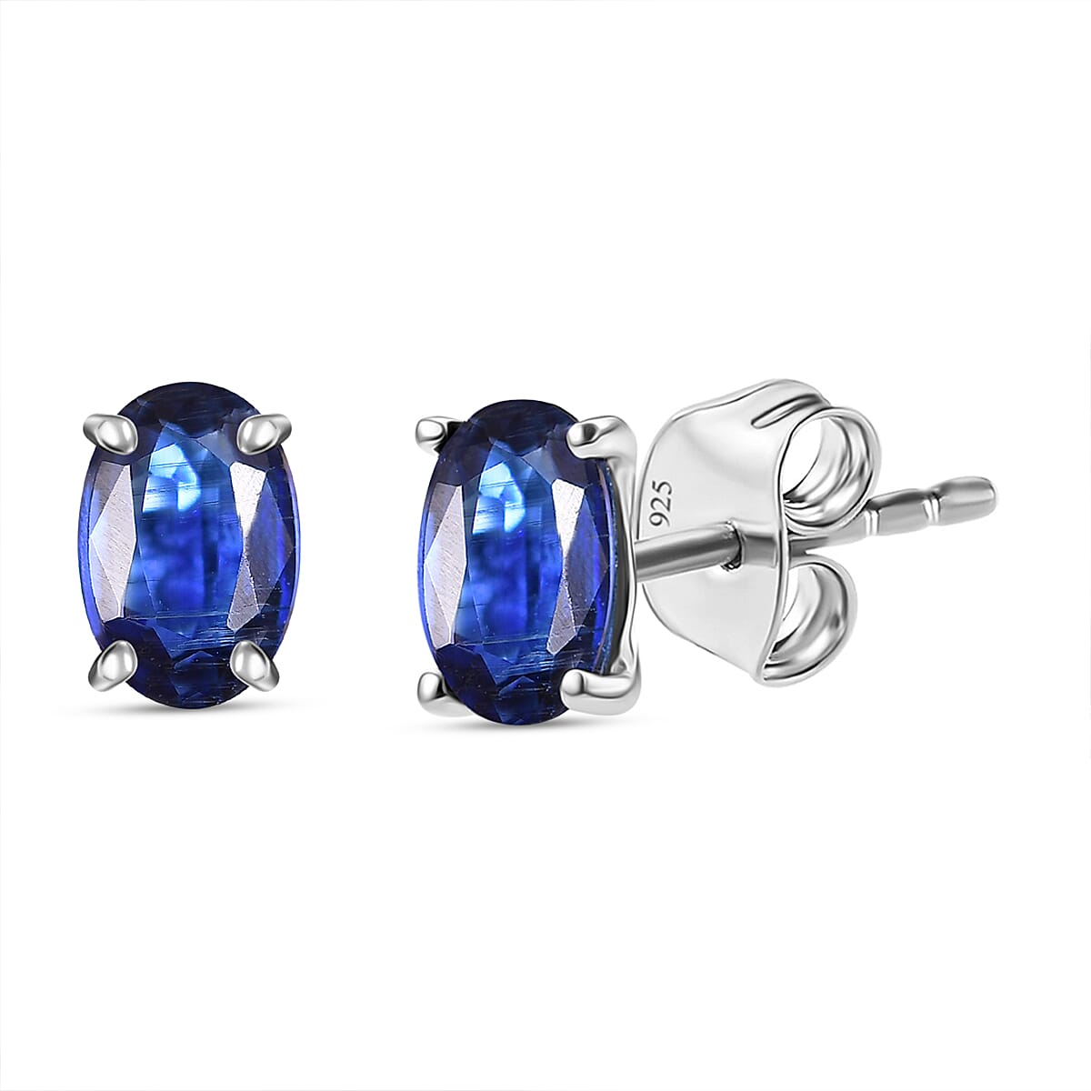 Natural Kashmir Kyanite Solitaire Stud Push Post Earring Sterling Silver 1.21 Ct.