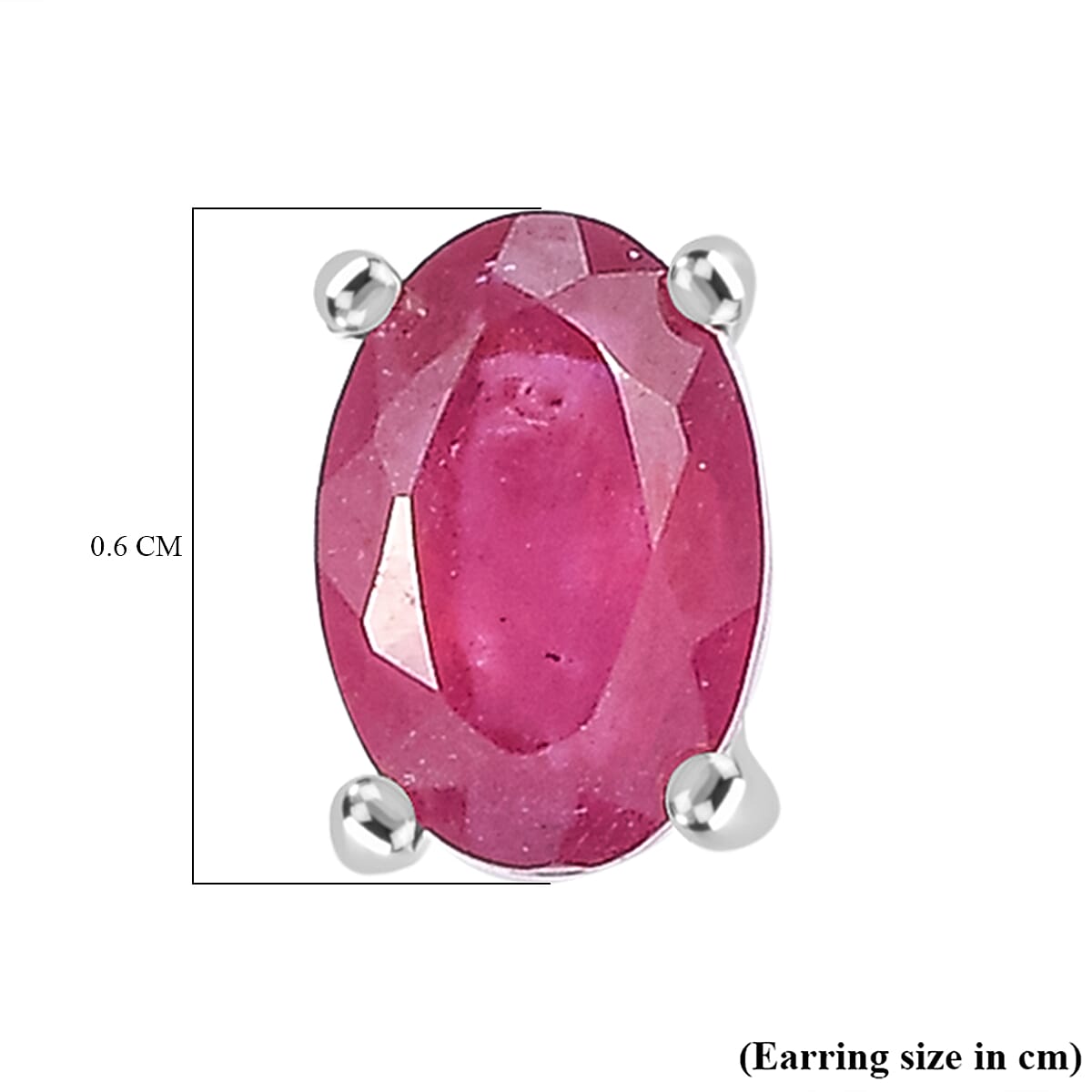 African Ruby Solitaire Stud Earrings in Sterling Silver 1.48 Ct.