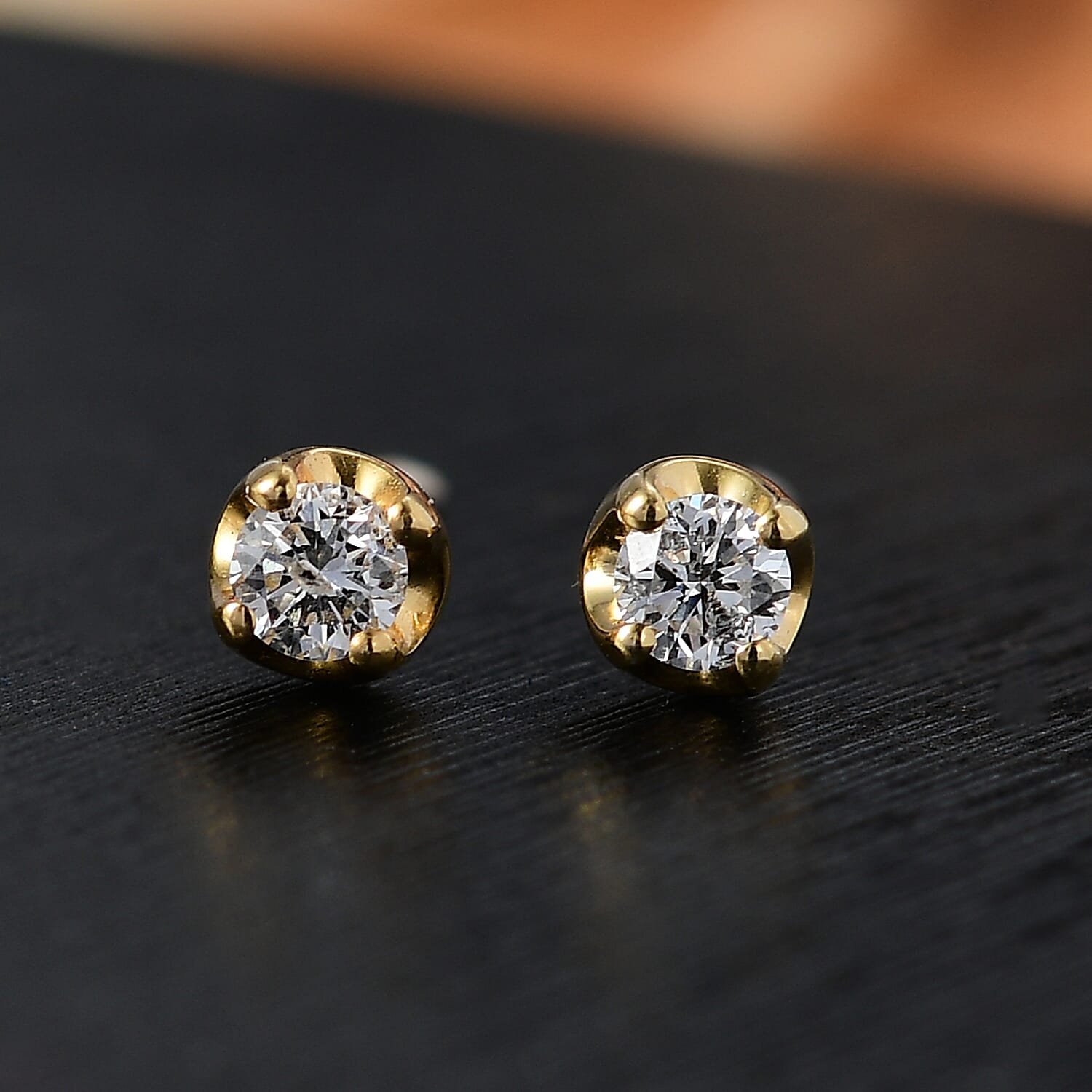 Luxuriant Diamond Lab Grown Diamond SI-I1-GH Solitaire Stud  in 18K Gold Vermeil Sterling Silver 0.20 Cts