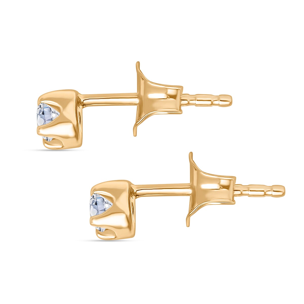 Luxuriant Diamond Lab Grown Diamond SI-I1-GH Solitaire Stud  in 18K Gold Vermeil Sterling Silver 0.20 Cts