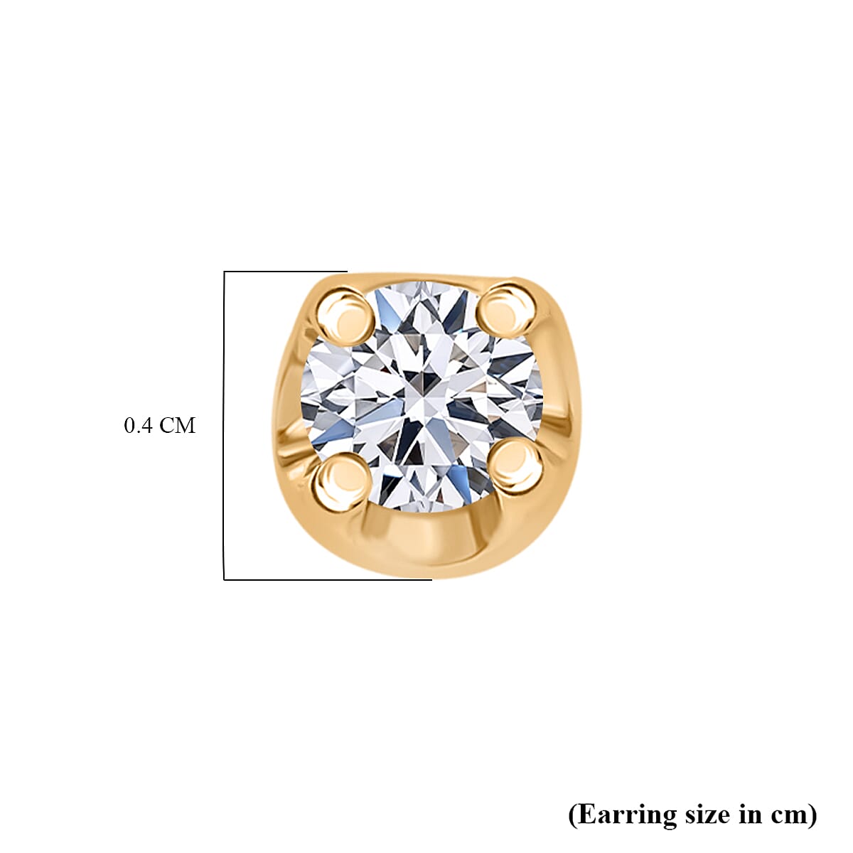 Luxuriant Diamond Lab Grown Diamond SI-I1-GH Solitaire Stud  in 18K Gold Vermeil Sterling Silver 0.20 Cts