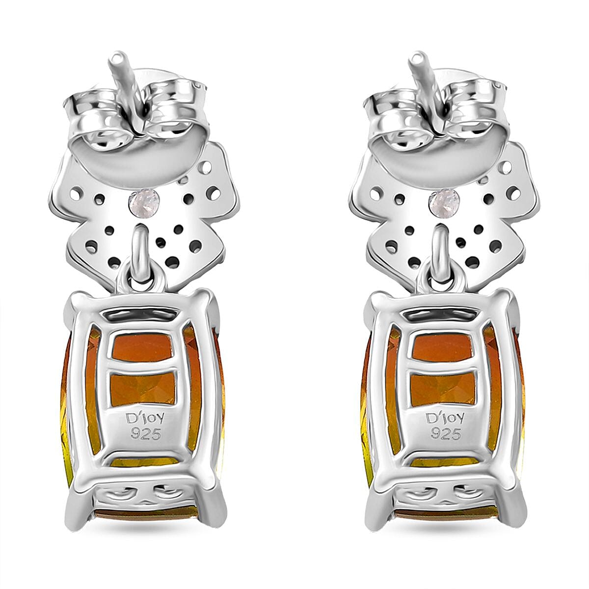 D'joy Rainbow Genesis Quartz & White Zircon Blooming Radiance Stud Push Post Earring in Rhodium Overlay Sterling Silver 5.41 Ct. D'joy Rainbow Genesis Quartz & White Zircon Blooming Radiance Stud Push Post Earring in Rhodium Overlay Sterling Silver 5.41 Ct.