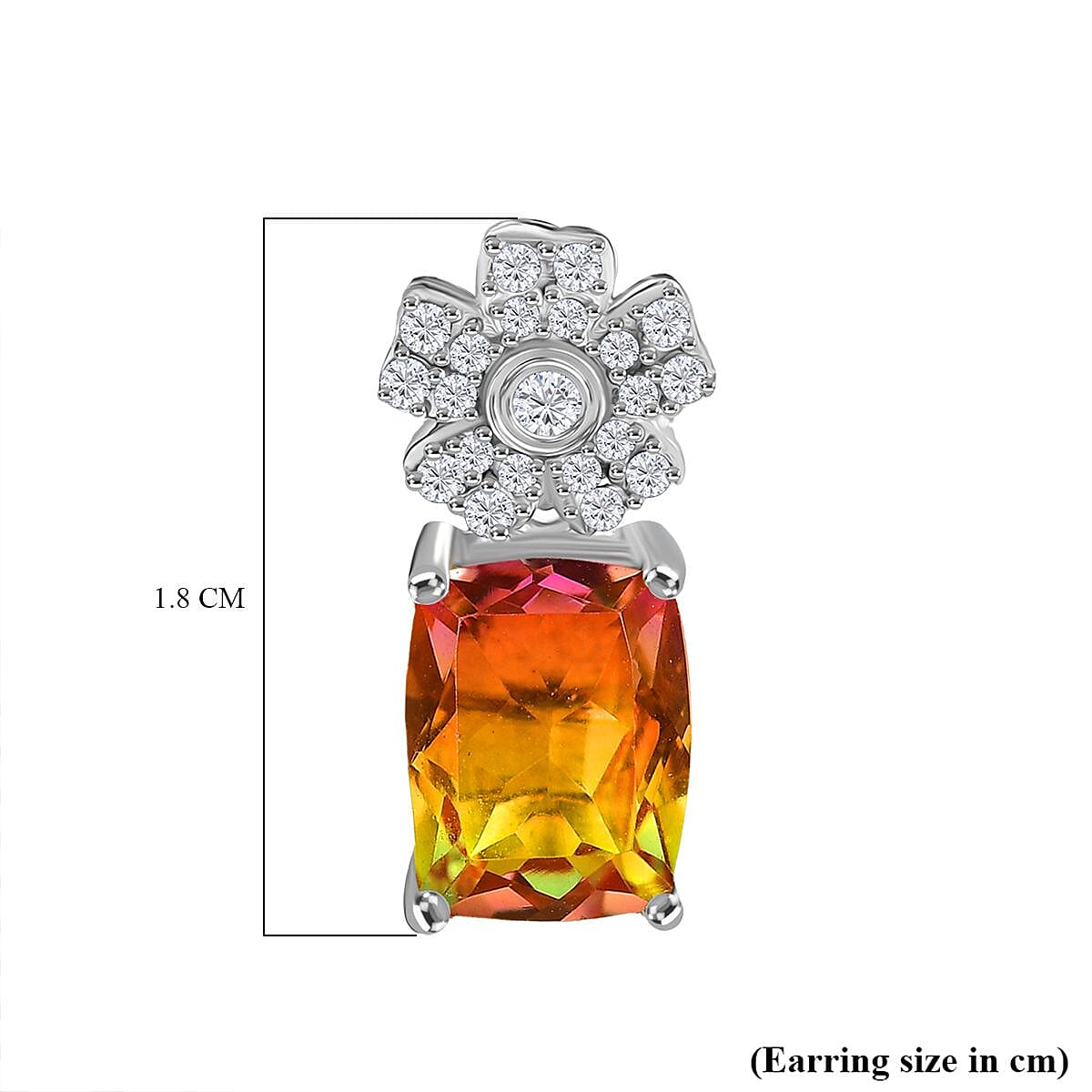 D'joy Rainbow Genesis Quartz & White Zircon Blooming Radiance Stud Push Post Earring in Rhodium Overlay Sterling Silver 5.41 Ct. D'joy Rainbow Genesis Quartz & White Zircon Blooming Radiance Stud Push Post Earring in Rhodium Overlay Sterling Silver 5.41 Ct.