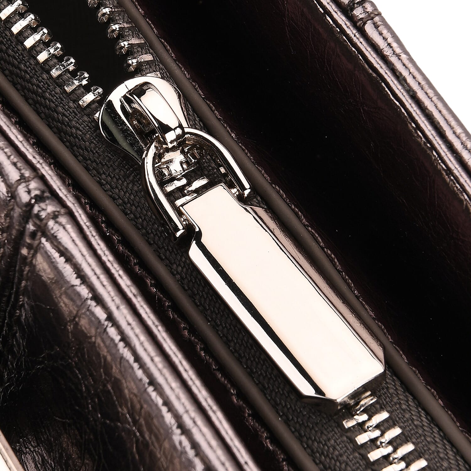 Genuine Leather Belt Buckle Design Rectangular Handbag - Silver