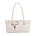 Genuine Leather Belt Buckle Design Rectangular Handbag- White