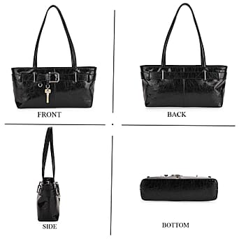 https://tjcuk.sirv.com/Products/81/6/8165527/Leather-Rectangle-Tote-Bag-Size-32x9x17-cm-Black-Silver_8165527_3.jpg?w=342&h=342