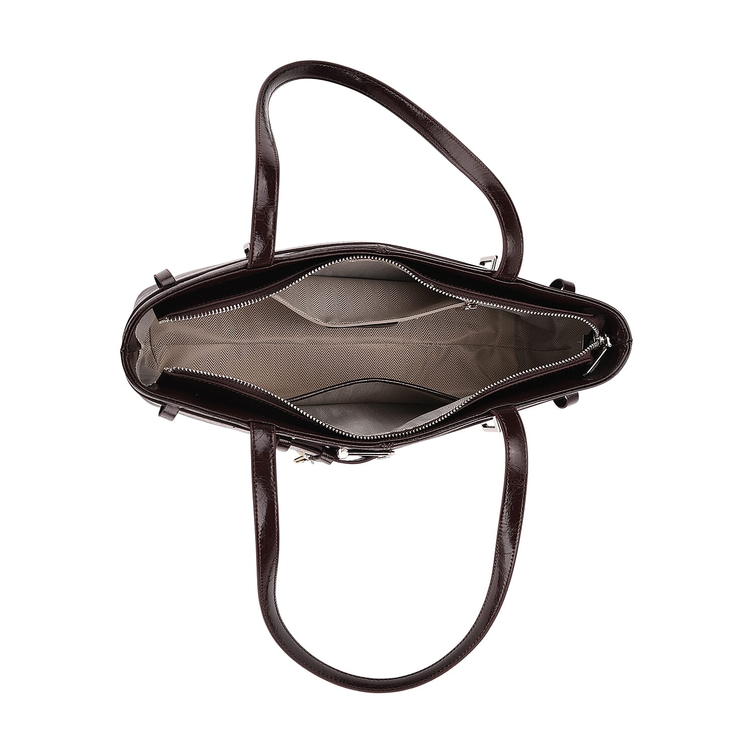 Genuine Leather Belt Buckle Design Rectangular Handbag - Coffee