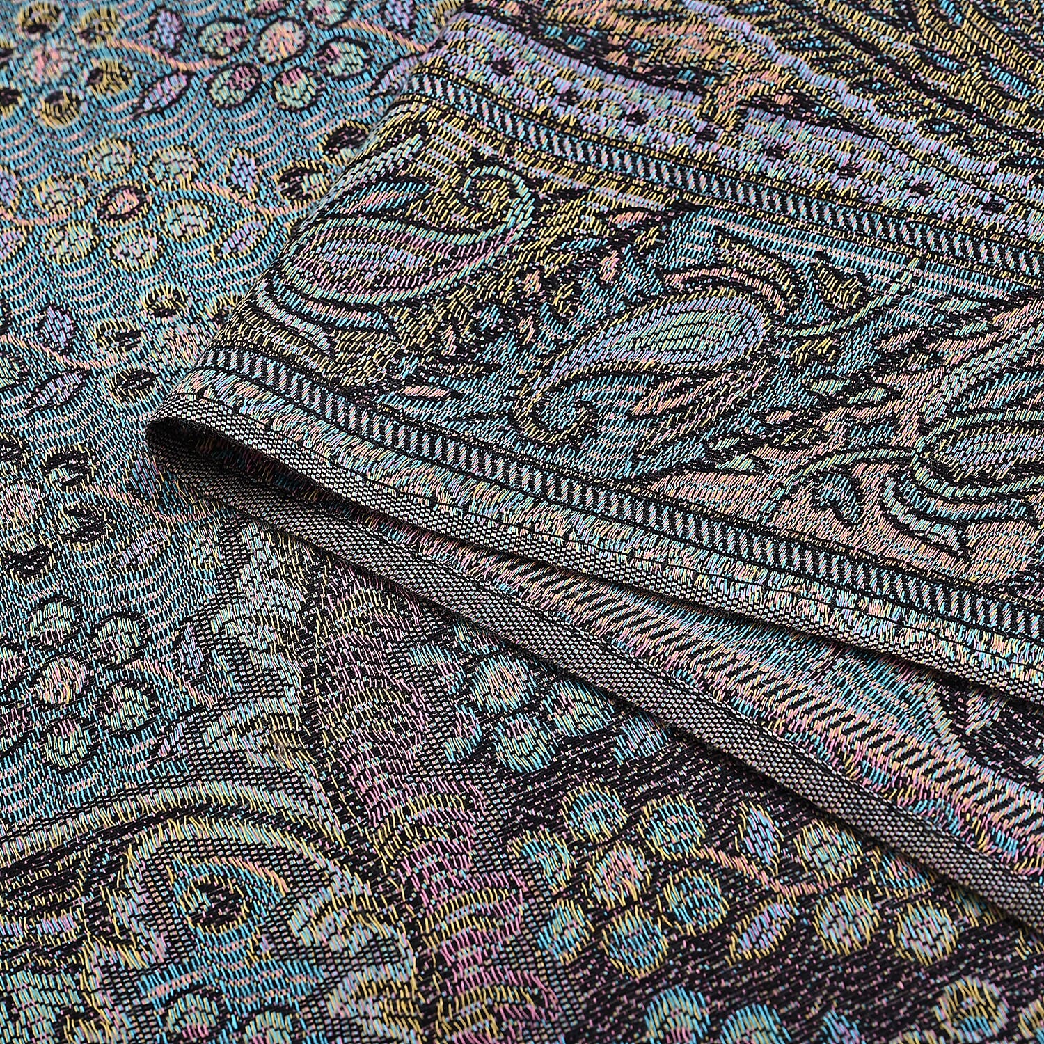 Multicolour Flower Jacquard Scarf with Tassel (70x180cm)