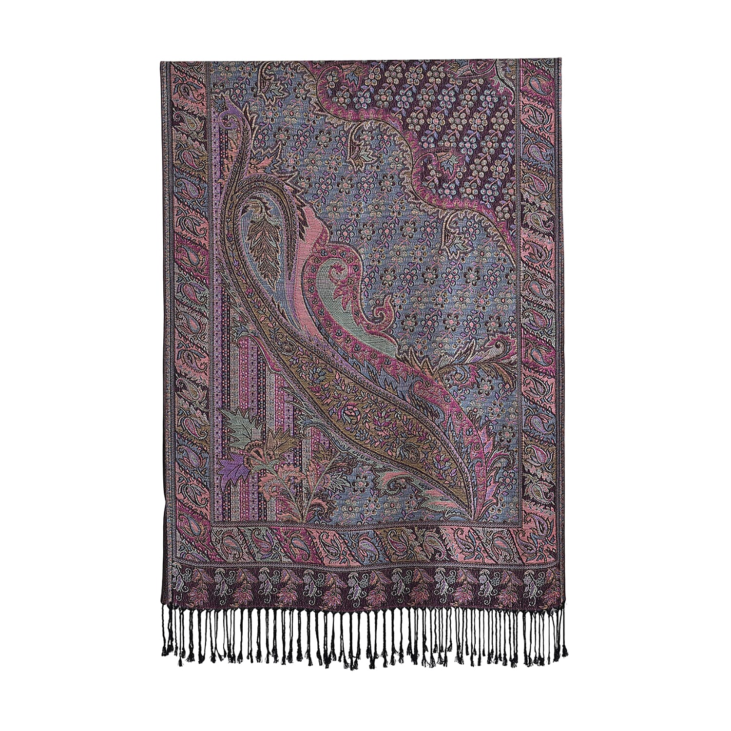 Multicolour Paisley Jacquard Scarf with Tassel (70x180cm)