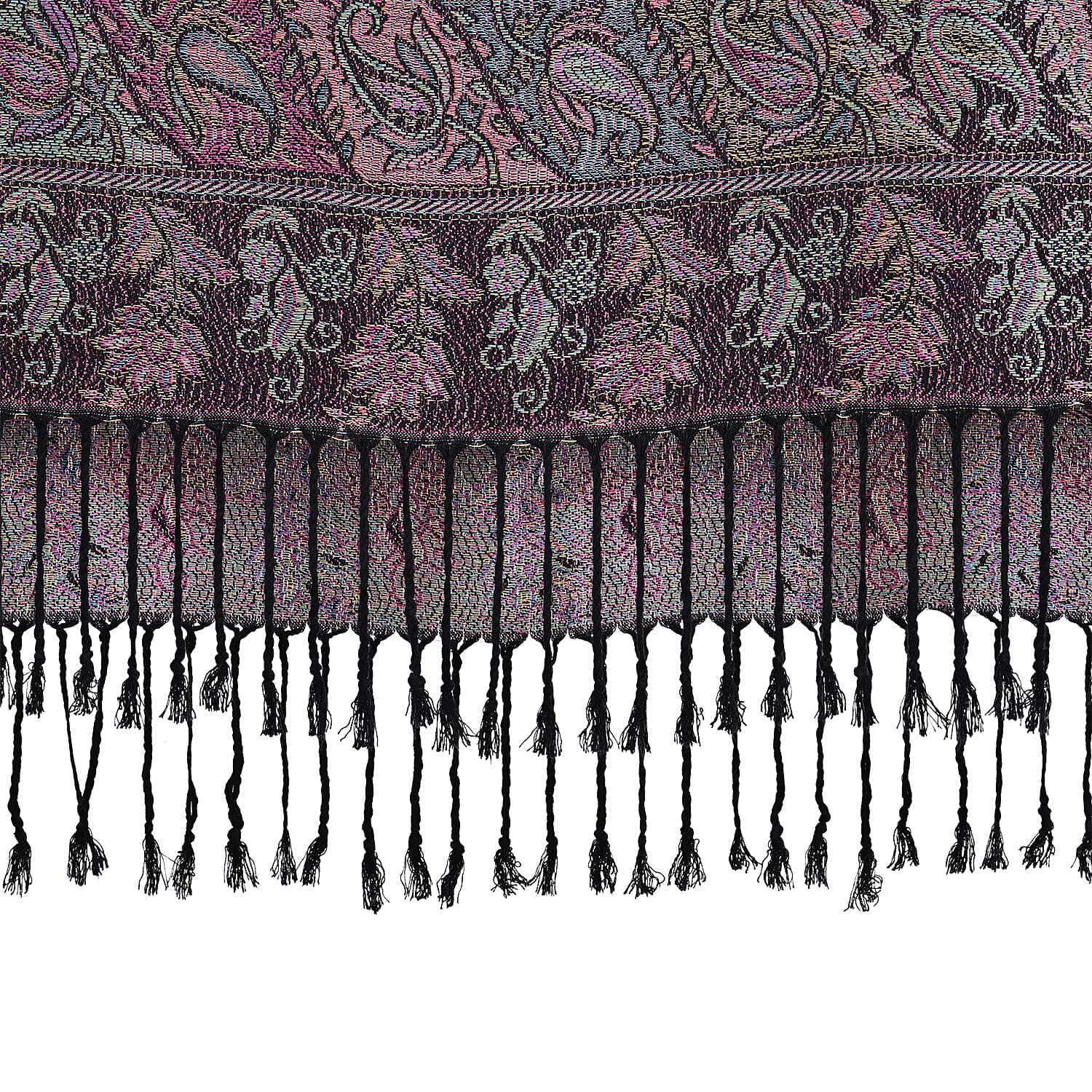 Multicolour Paisley Jacquard Scarf with Tassel (70x180cm)