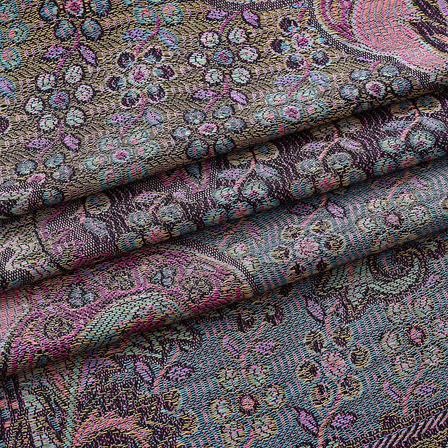 Multicolour Paisley Jacquard Scarf with Tassel (70x180cm)