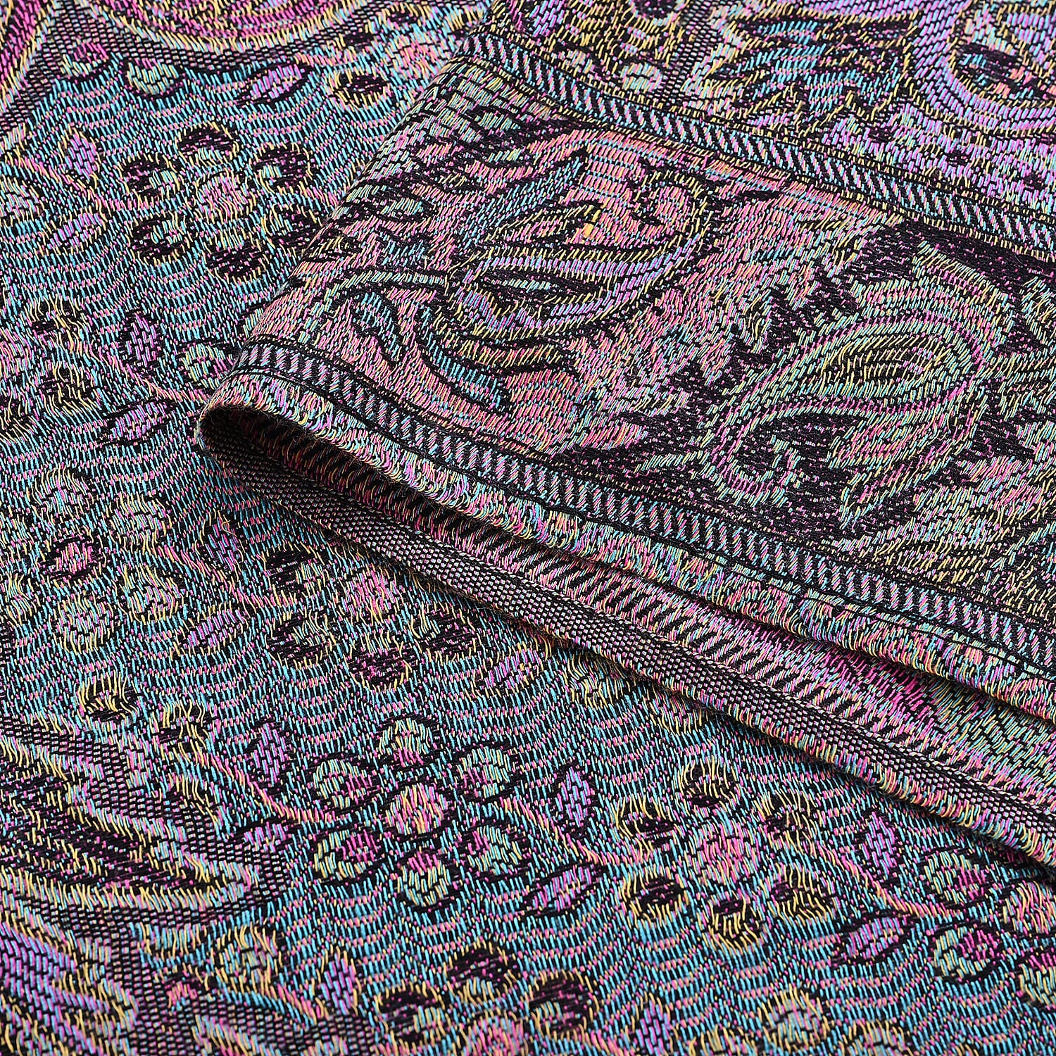 Multicolour Paisley Jacquard Scarf with Tassel (70x180cm)