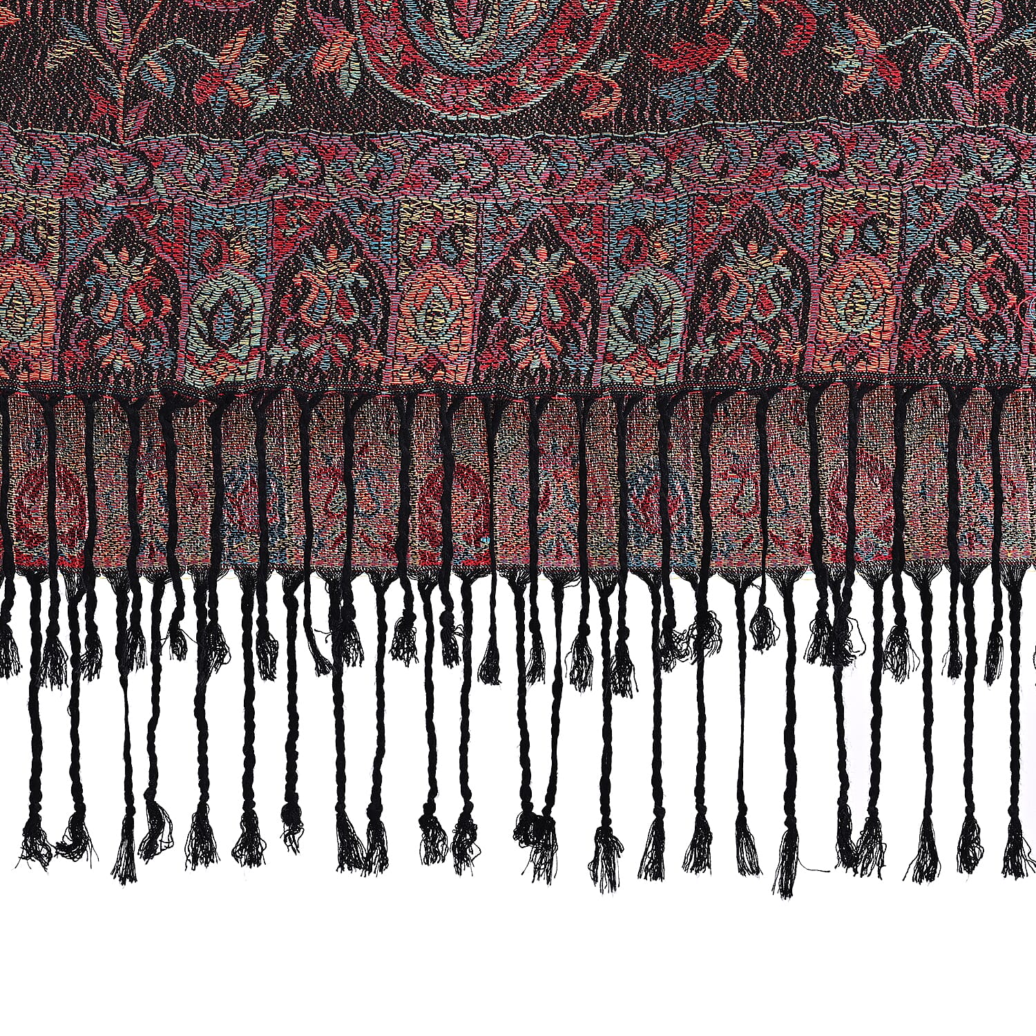 Multicolour Paisley Jacquard Scarf with Tassel (70x180cm)