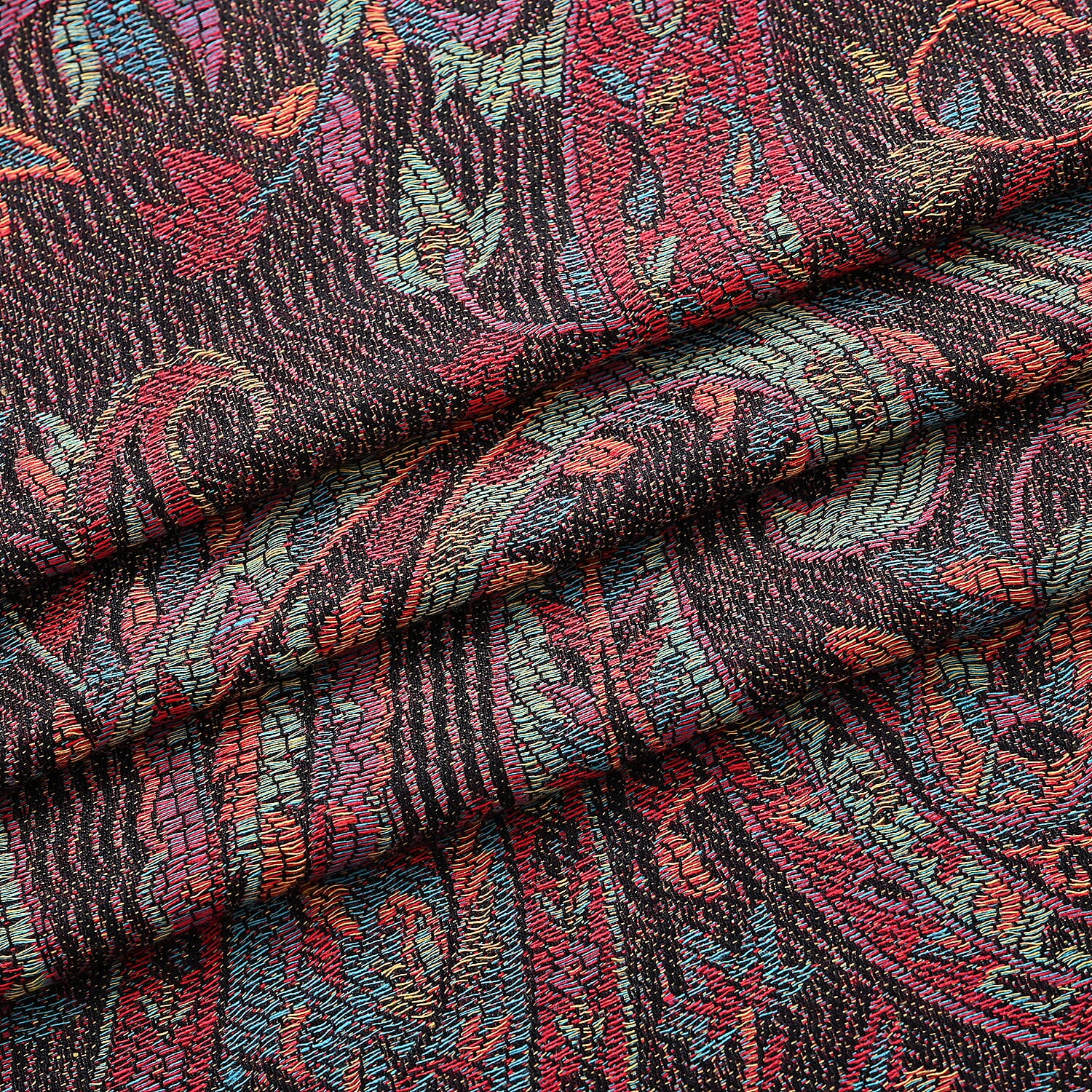 Multicolour Paisley Jacquard Scarf with Tassel (70x180cm)
