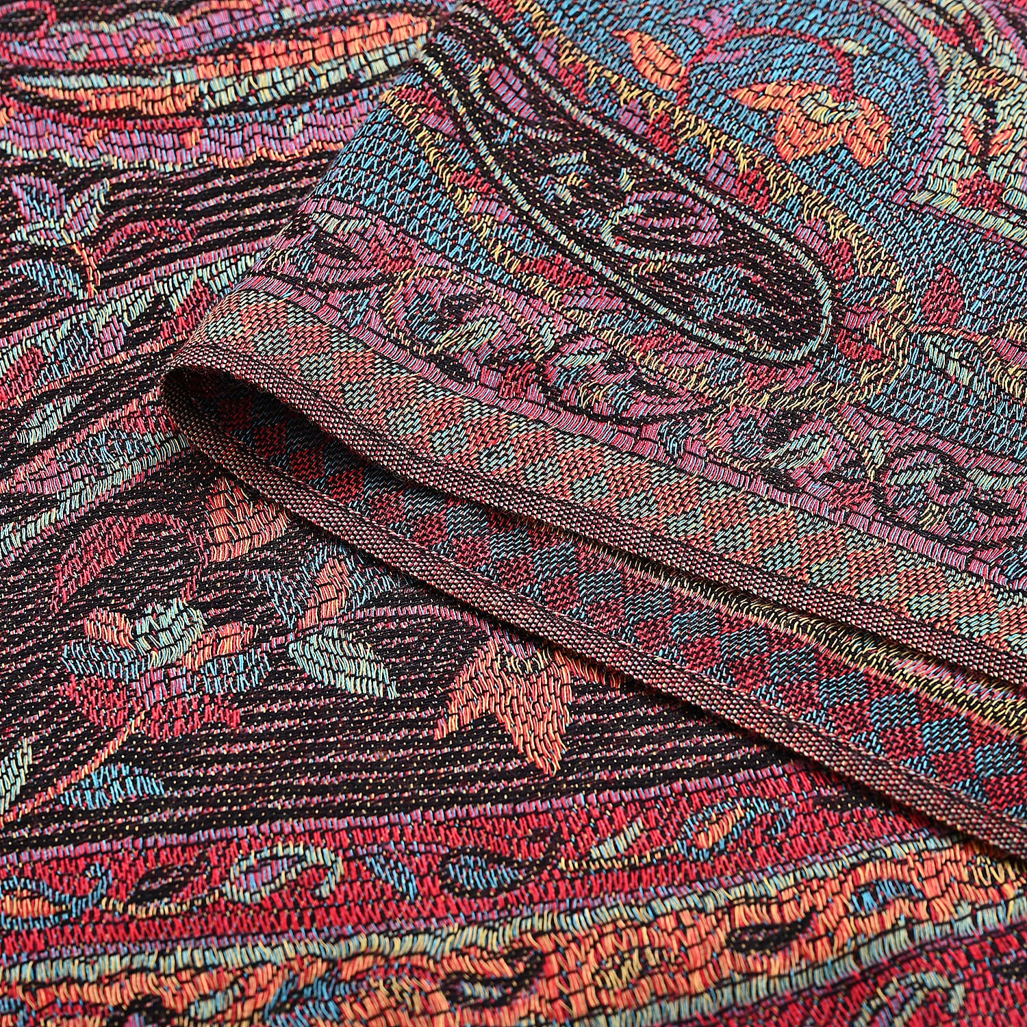 Multicolour Paisley Jacquard Scarf with Tassel (70x180cm)