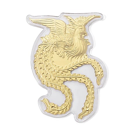 24K Yellow Gold Phoenix Pattern Bar