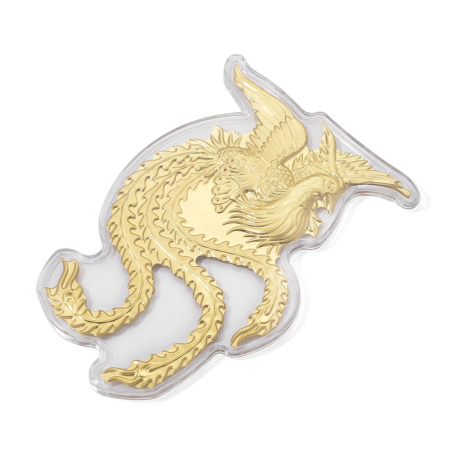 24K Yellow Gold Phoenix Pattern Bar