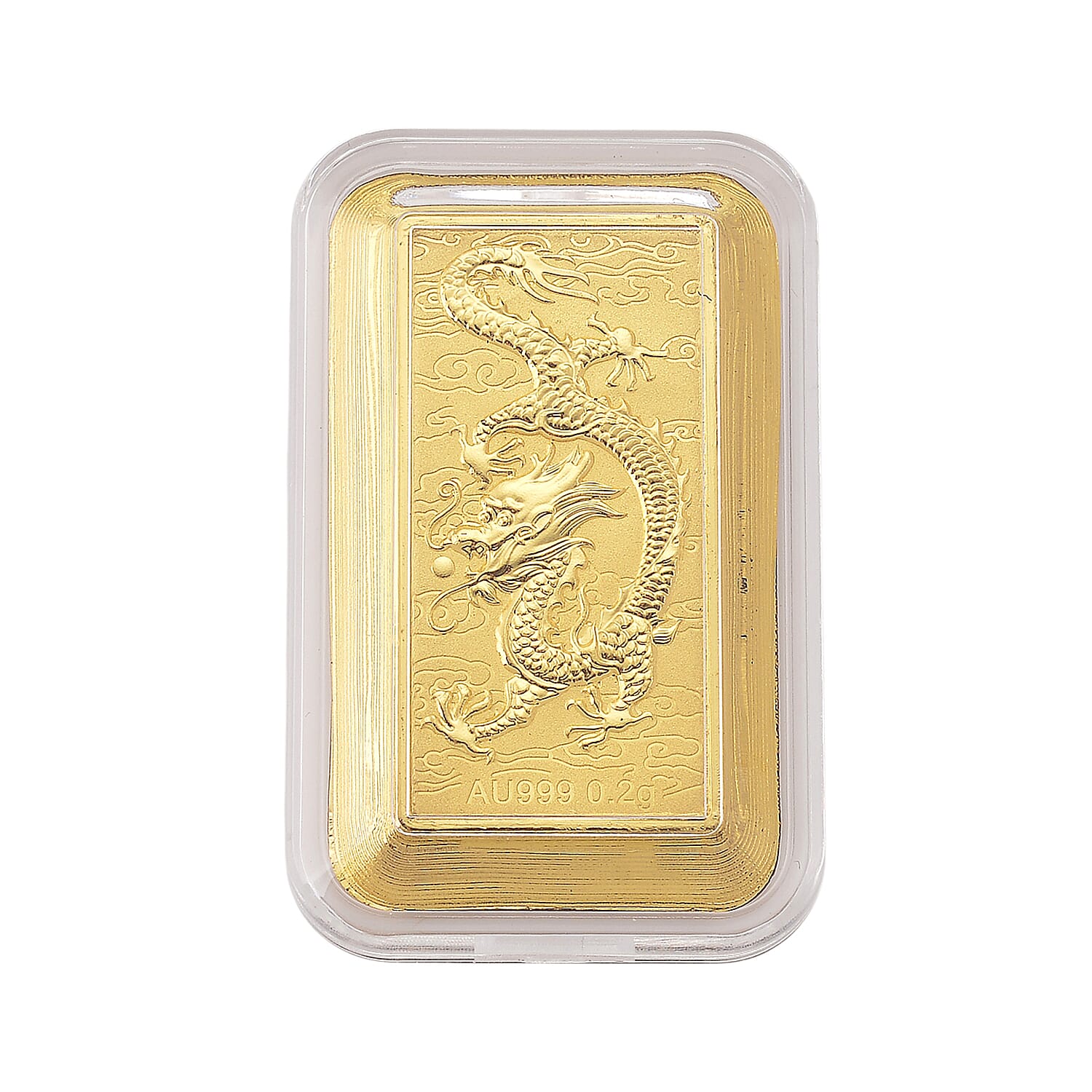 24K Yellow 99.9% Purity Gold Dragon Embossed Bar 0.20 Gram