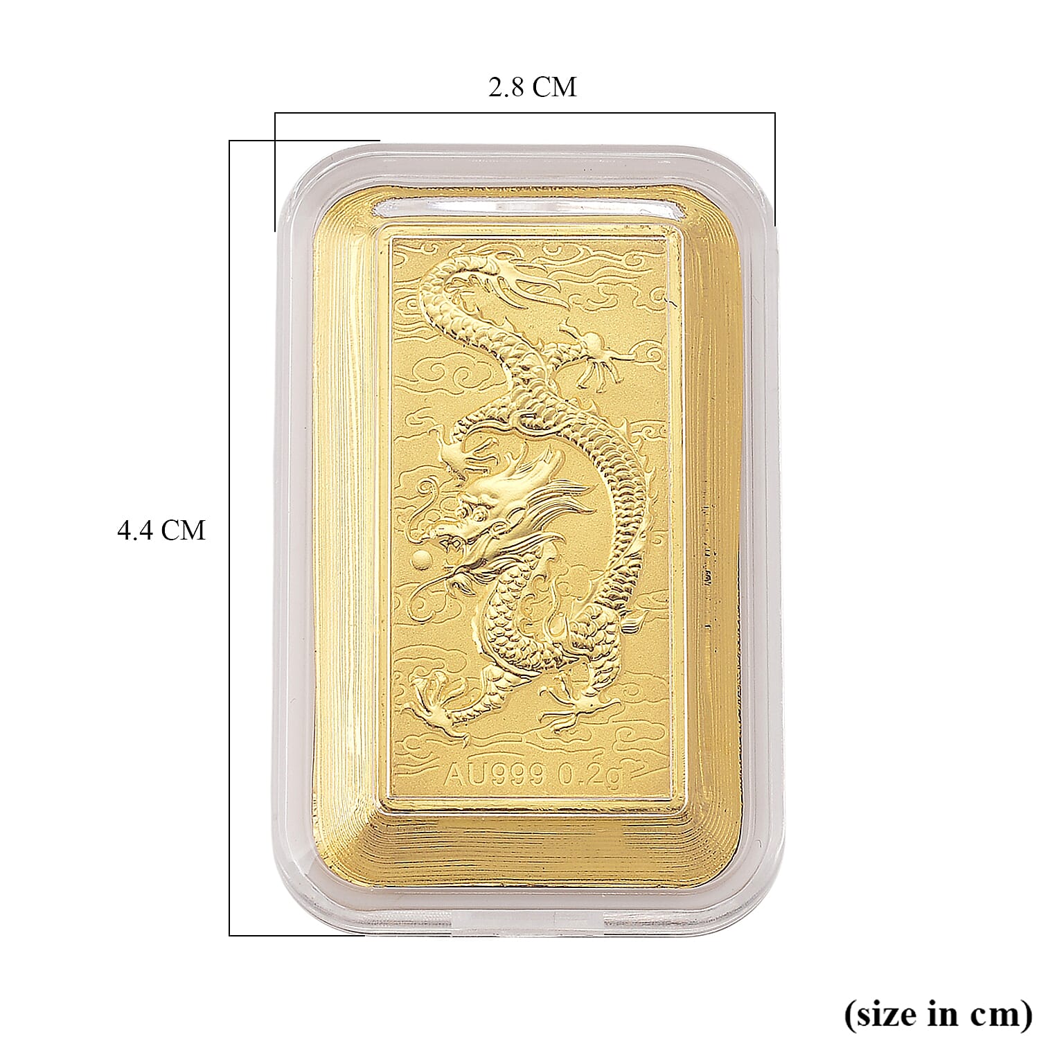 24K Yellow 99.9% Purity Gold Dragon Embossed Bar 0.20 Gram