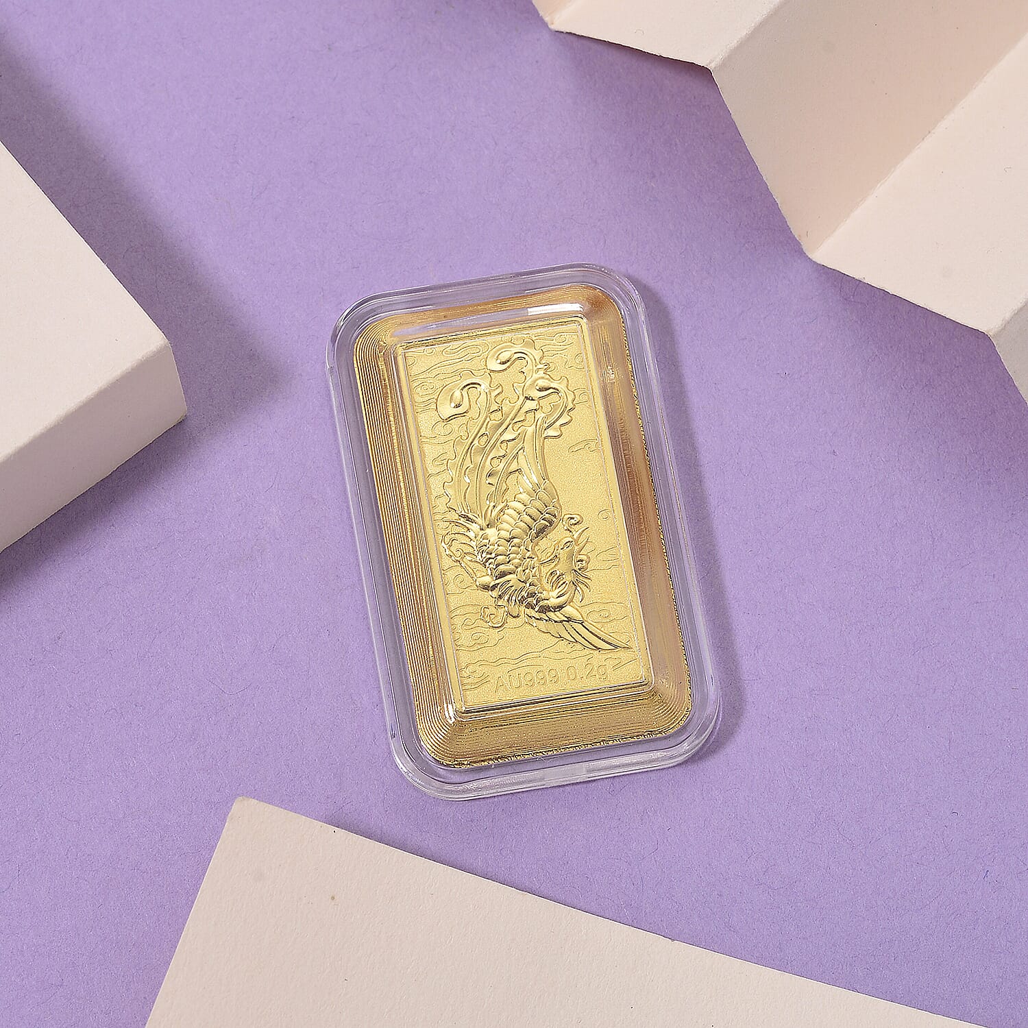 24K Yellow 99.9% Purity Gold Phoenix Embossed Bar 0.20 gram