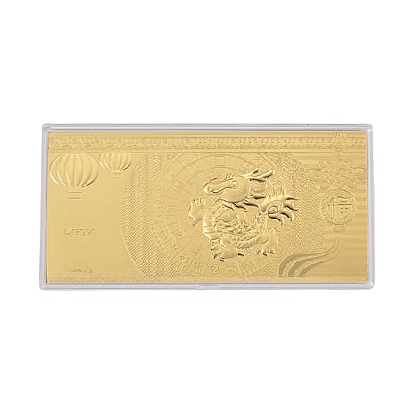 24K Gold Bar (99.9% Purity) Dragon Collectable - Symbolizing Power, Wisdom & Strength - 16 x 8 CM
