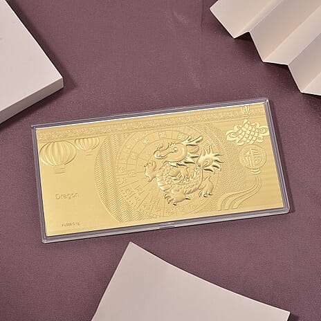 24K Gold Bar (99.9% Purity) Dragon Collectable - Symbolizing Power, Wisdom & Strength - 16 x 8 CM
