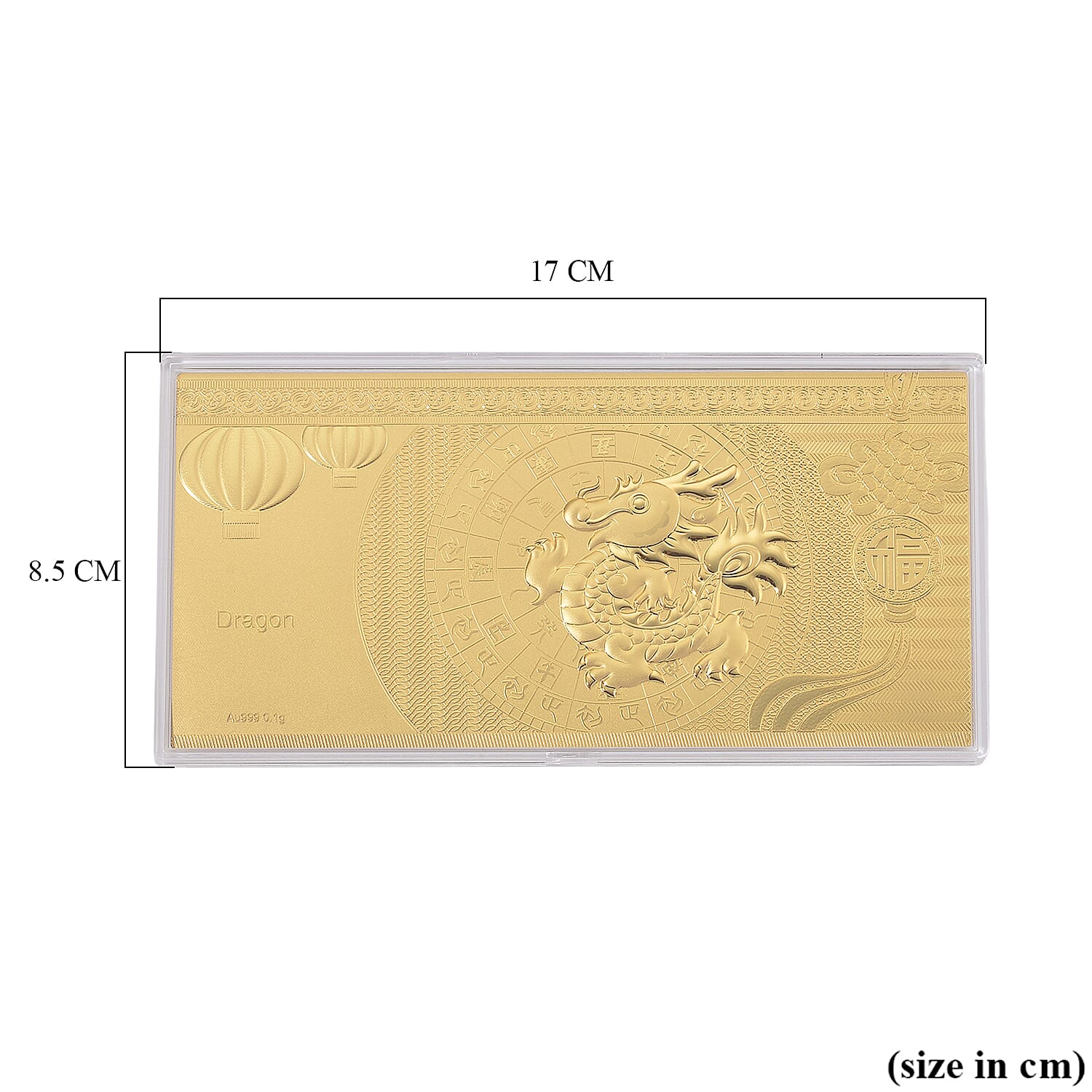 24K Gold Bar (99.9% Purity) Dragon Collectable - Symbolizing Power, Wisdom & Strength - 16 x 8 CM