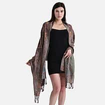 New Arrival - Bohemian Pattern Jacquard Scarf with Tassels (180 x 70 cm) - Coffee