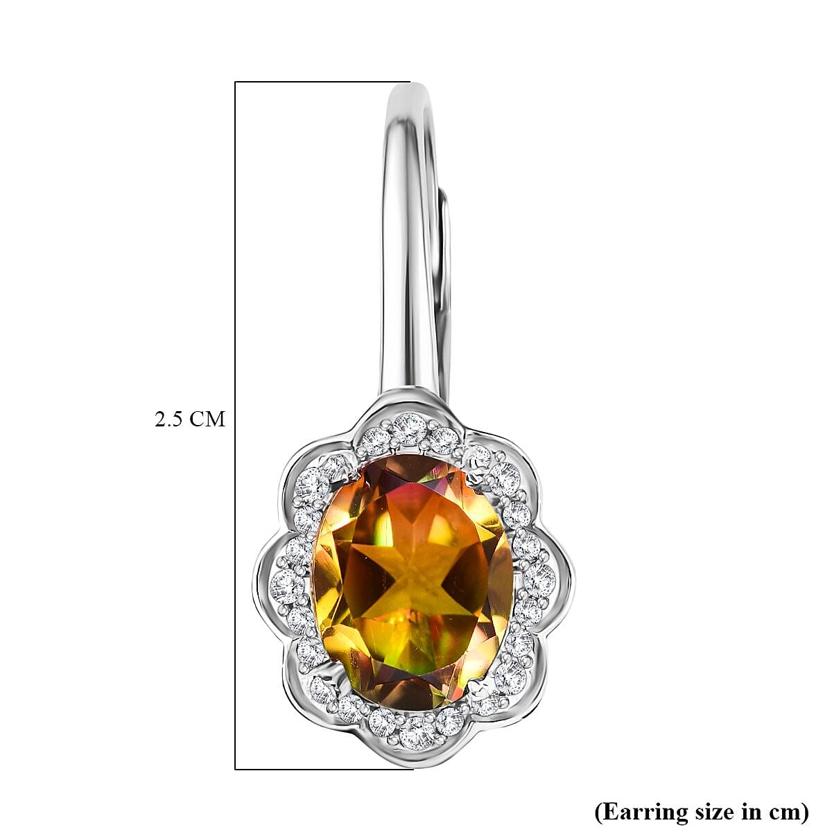 D'joy Rainbow Genesis Quartz & White Zircon J Hoop Half Hoop Twilight Blossom Earring with Lever Back in Rhodium Overlay Sterling Silver 4.63 Ct. D'joy Rainbow Genesis Quartz & White Zircon J Hoop Half Hoop Twilight Blossom Earring with Lever Back in Rhodium Overlay Sterling Silver 4.63 Ct.