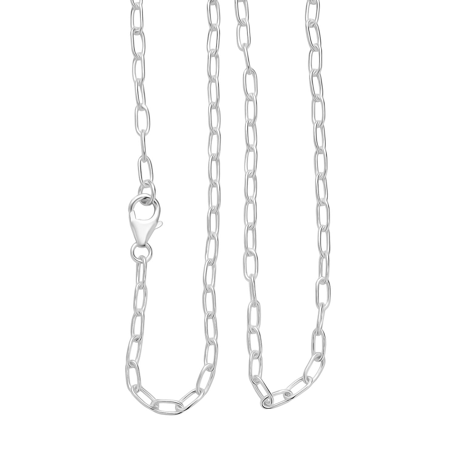 Italian Made - Paperclip Necklace (Size 20) with Lobster Clasp in Sterling Silver