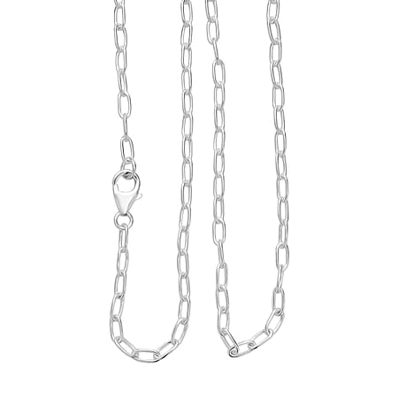 Italian Made - Paperclip Necklace with Lobster Clasp in Sterling Silver 20 Inch