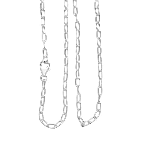 Italian Made - Paperclip Necklace (Size 20) with Lobster Clasp in Sterling Silver