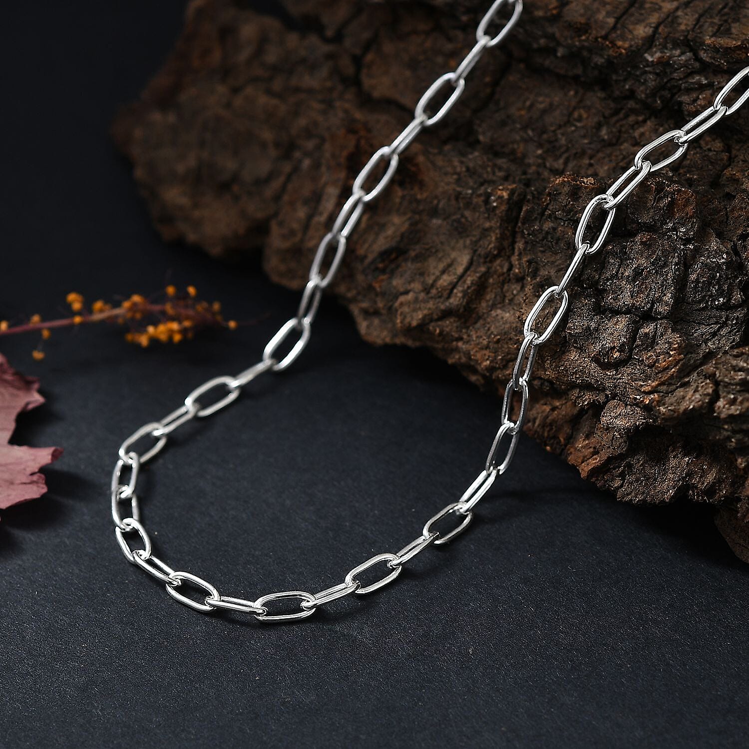 Italian Made - Paperclip Necklace (Size 20) with Lobster Clasp in Sterling Silver