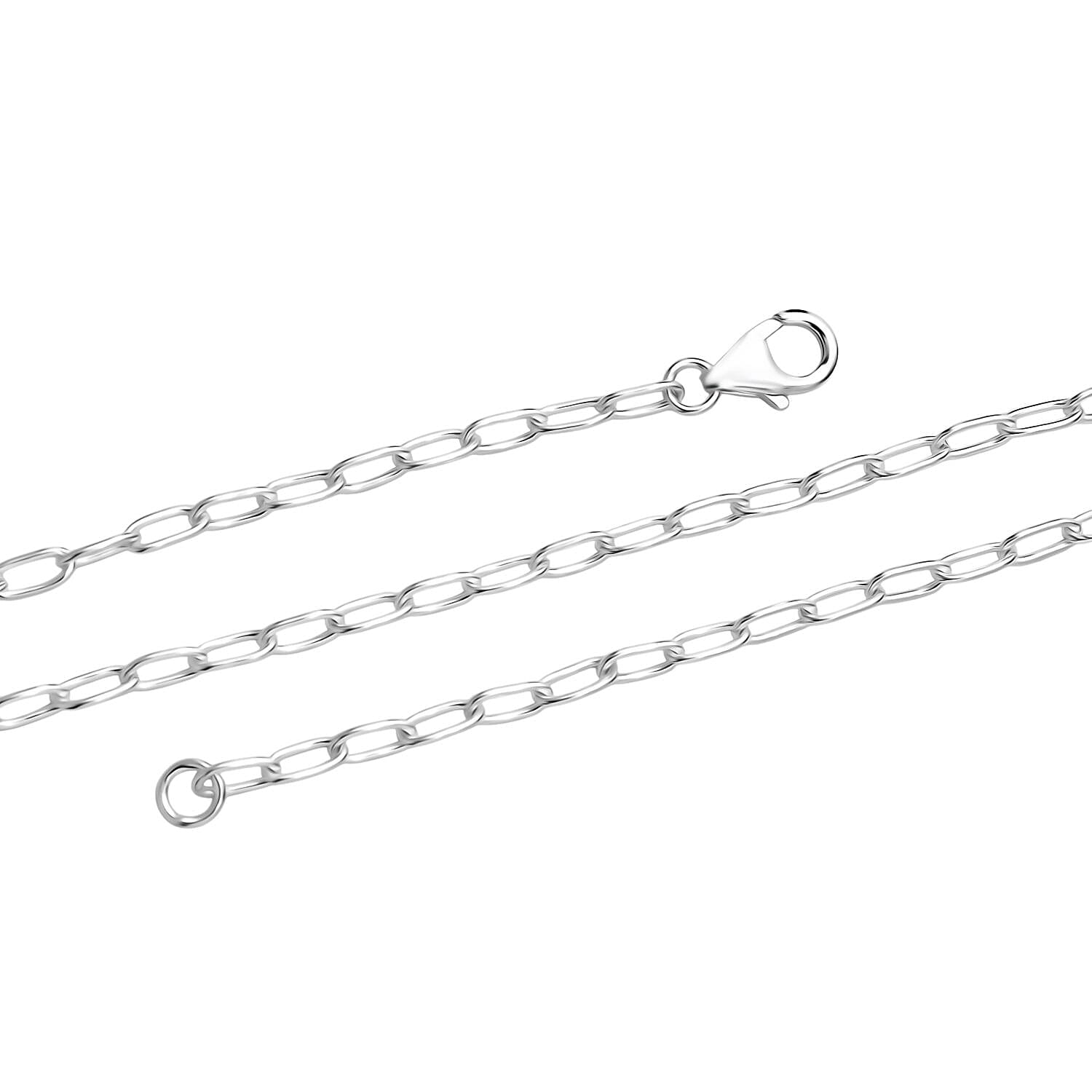 Italian Made - Paperclip Necklace (Size 20) with Lobster Clasp in Sterling Silver