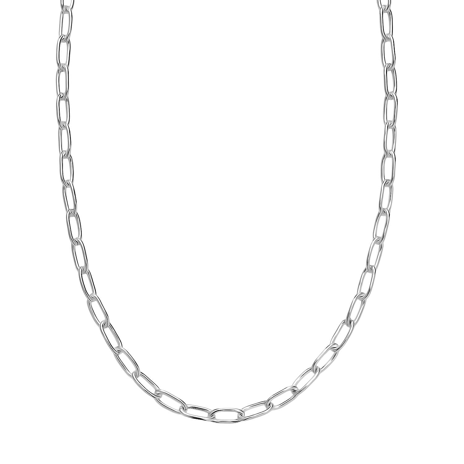 Italian Made - Paperclip Necklace (Size 20) with Lobster Clasp in Sterling Silver