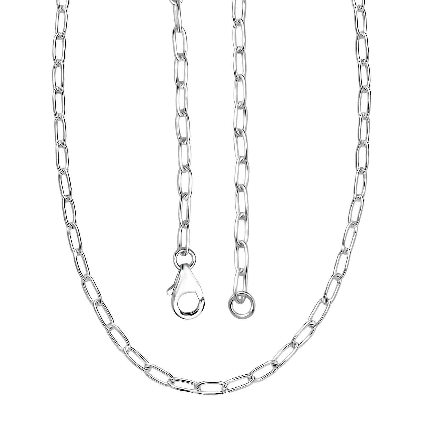 Italian Made - Paperclip Necklace (Size 20) with Lobster Clasp in Sterling Silver