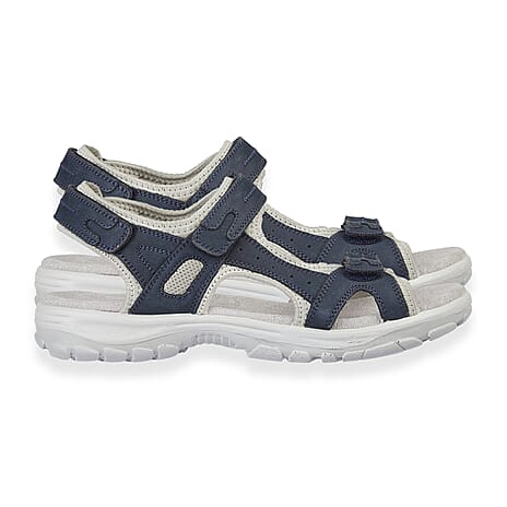 Mandy Leather Comfortable & Lightweight Padded Sandal with Adjustable Straps (Size 6) - Navy