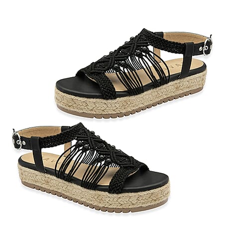 Ravel Black Textile Medway Flatform Sandals (Size 6)