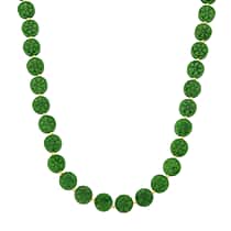 Green Jade Necklace (Size - 20) with Magnetic Clasp in Yellow Gold Plated Sterling Silver 352.00 Ct.