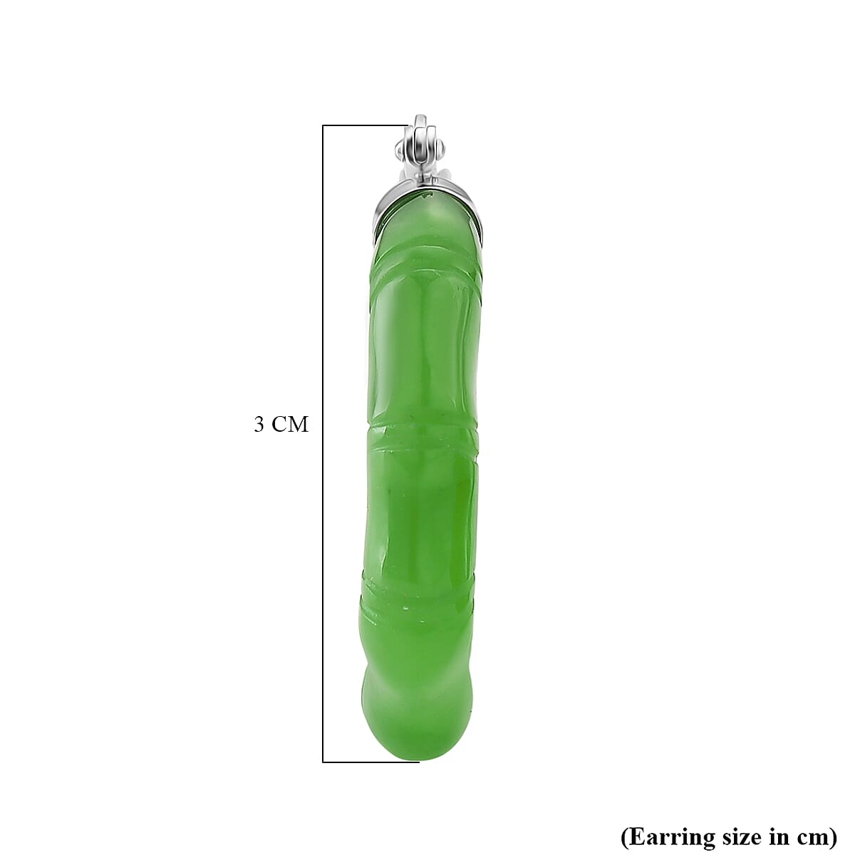 Enhanced Green Jade Earring with Clasp in Rhodium Overlay Sterling Silver 37.50 Ct.