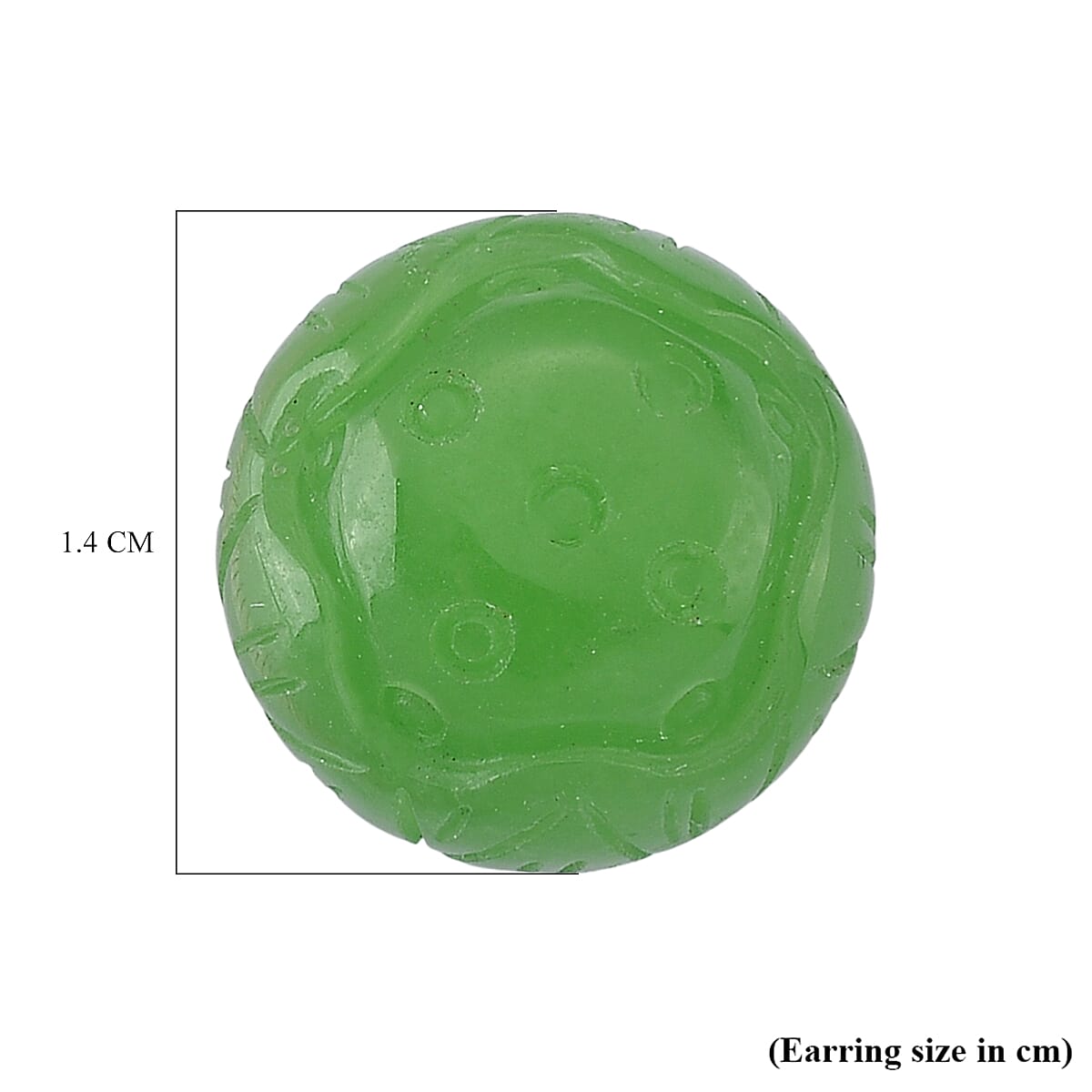 Green Jadeite Earring with Push Back in Rhodium Overlay Sterling Silver 35.00 Ct.