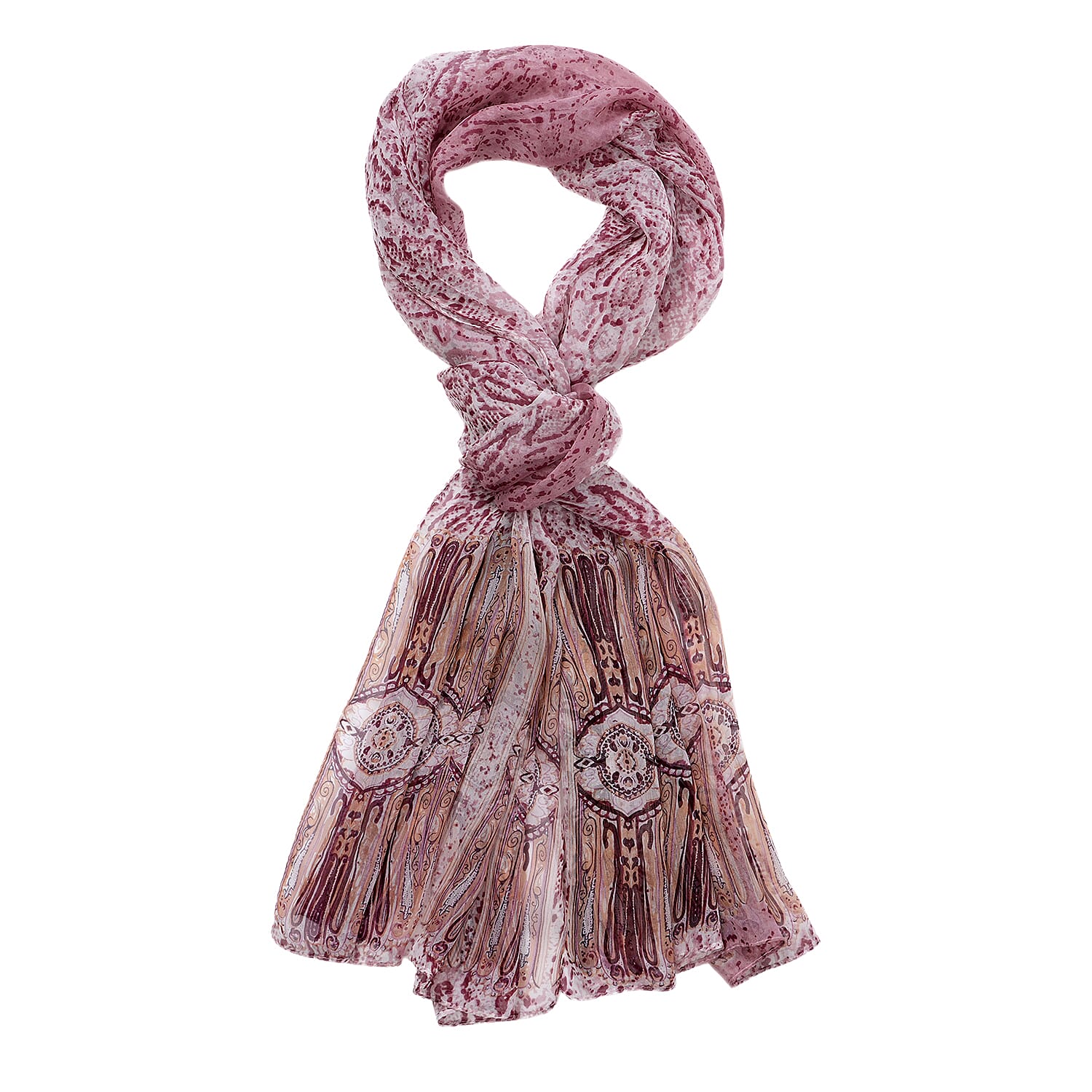 La Marey Mulberry Silk Printed Scarf (175 x 65cm) - Pink