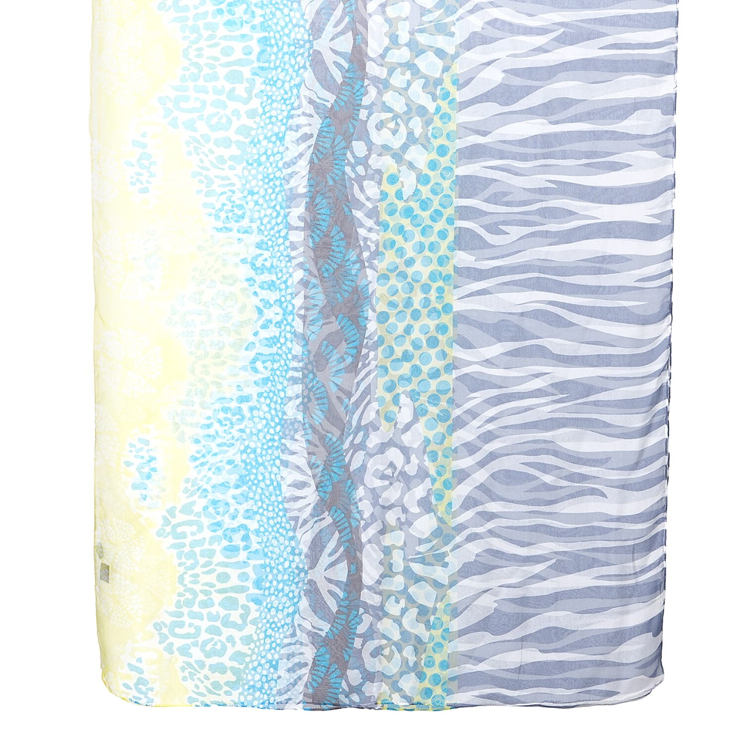 La Marey Mulberry Silk Printed Scarf (175 x 65cm) - Blue & Yellow