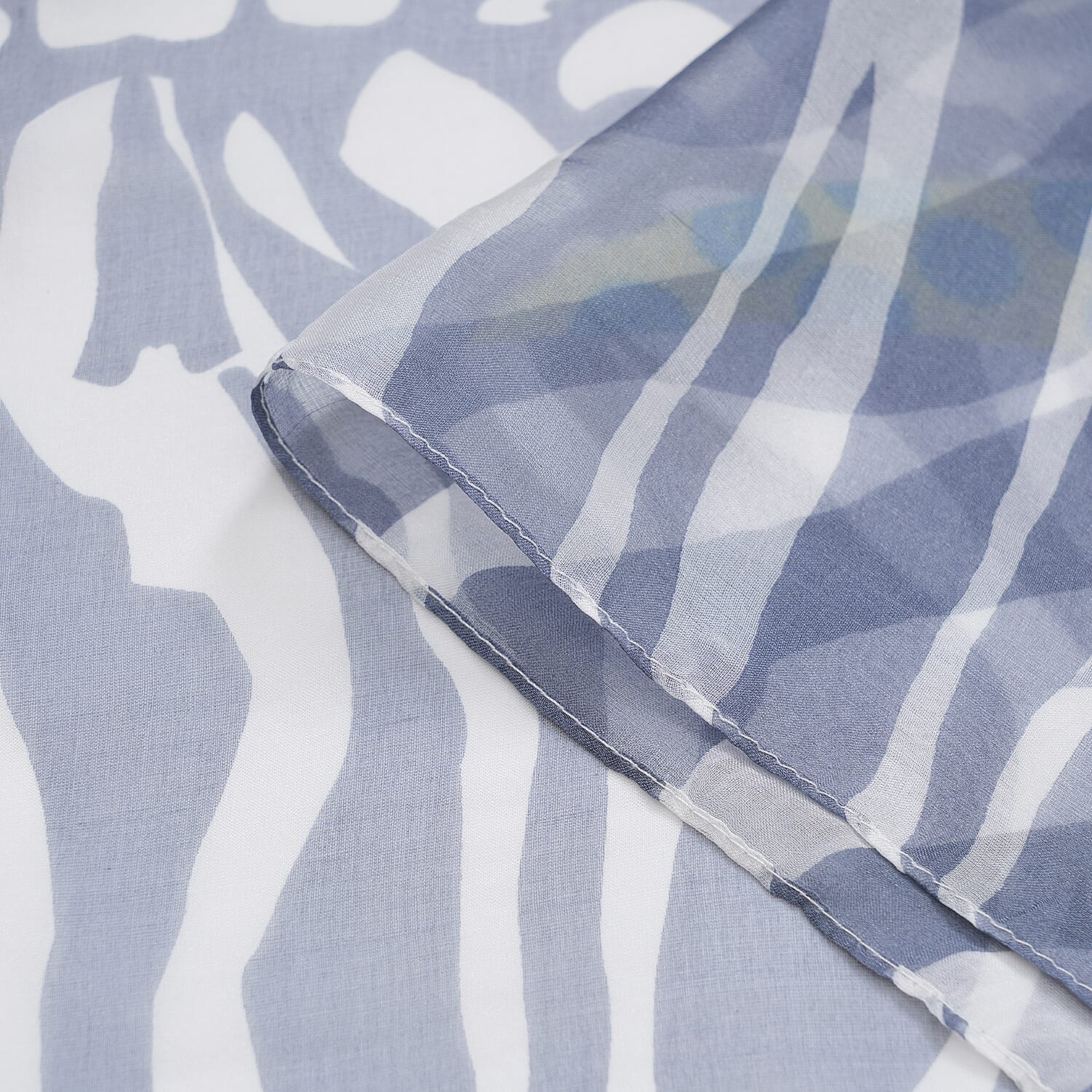 La Marey Mulberry Silk Printed Scarf (175 x 65cm) - Blue & Yellow