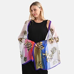 La Marey Mulberry Silk Printed Scarf (175 x 65cm) - Yellow