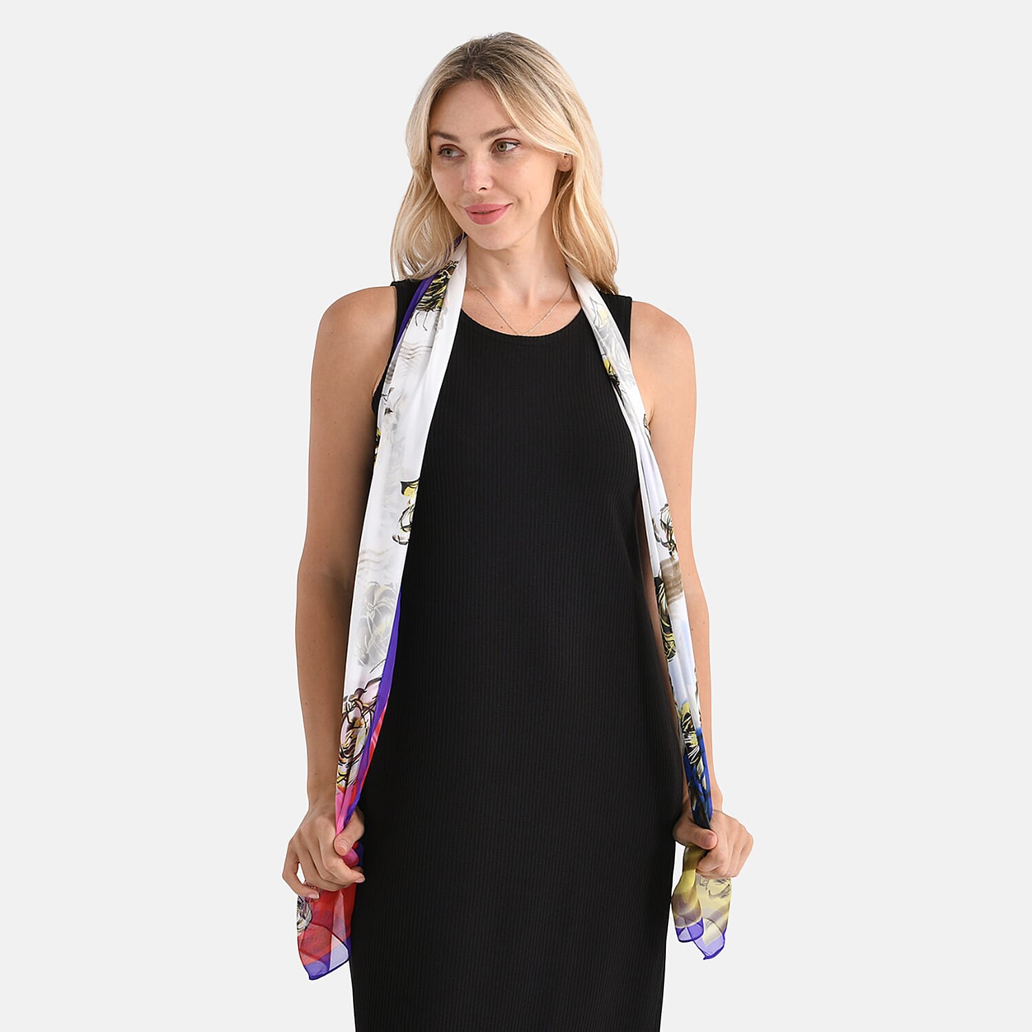 La Marey Mulberry Silk Printed Scarf (175 x 65cm) - Multi Colour